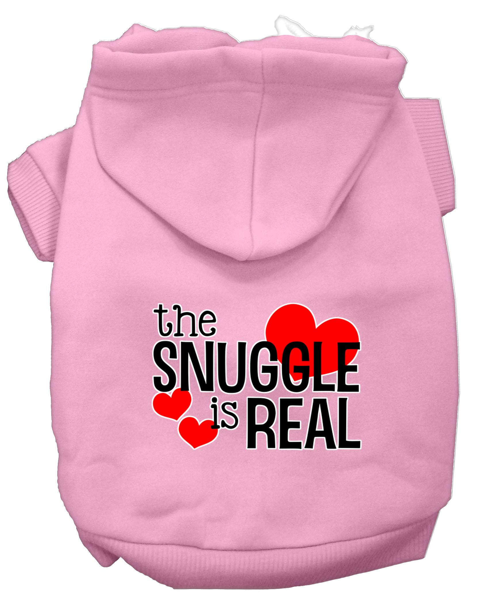 The Snuggle is Real Screen Print Dog Hoodie Light Pink XXL